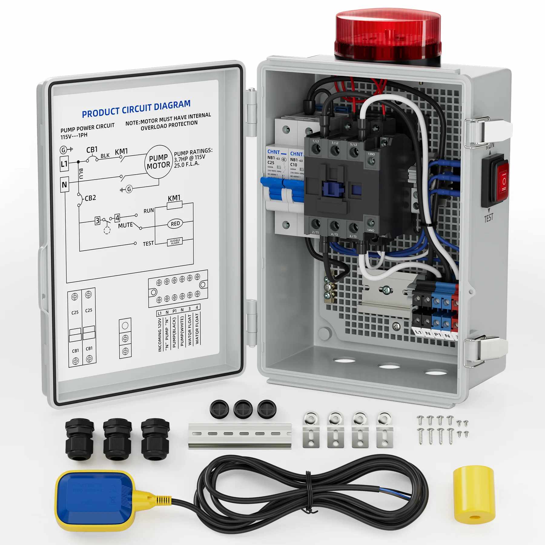 Automatyczny alarm wysokiej wody dla systemów pompy studzienkowej z alarmem 110dB